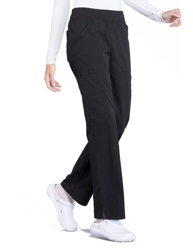 Cherokee Workwear Professionals Women's Elastic Waist Mid Rise Straight Leg Pull-on Cargo Pant