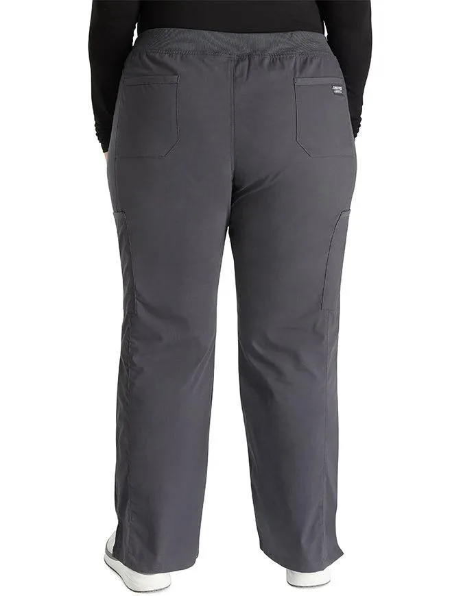 Cherokee Workwear Professionals Women's Elastic Waist Mid Rise Straight Leg Pull-on Cargo Pant