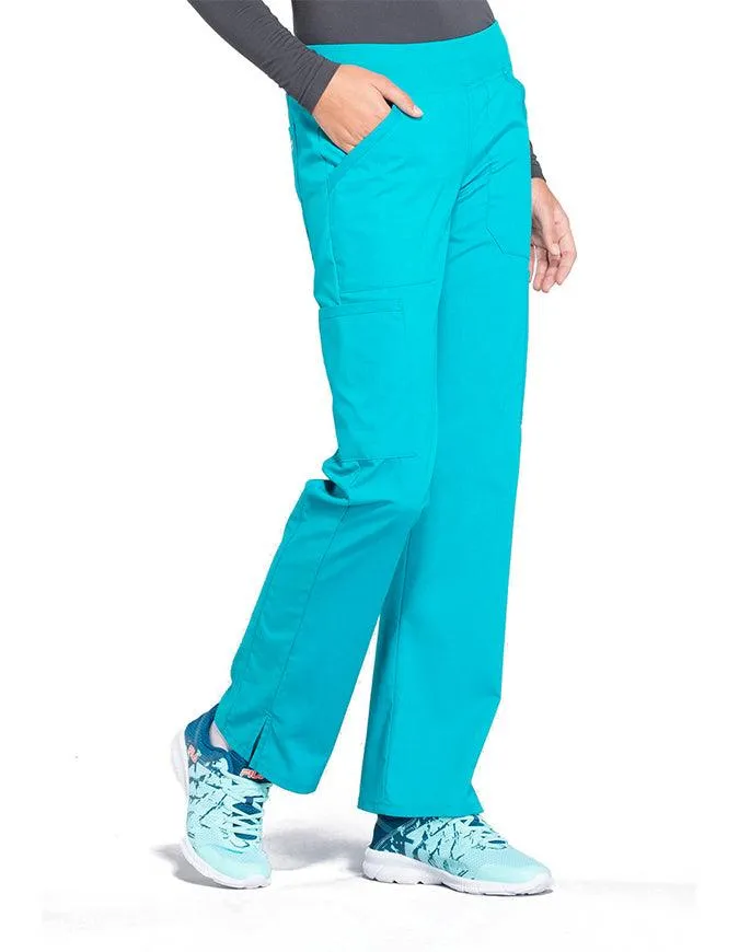 Cherokee Workwear Professionals Women's Elastic Waist Mid Rise Straight Leg Pull-on Cargo Pant