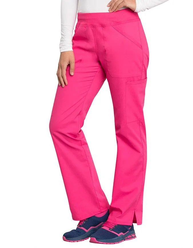 Cherokee Workwear Professionals Women's Elastic Waist Mid Rise Straight Leg Pull-on Cargo Pant