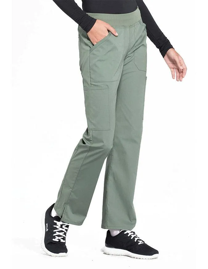 Cherokee Workwear Professionals Women's Elastic Waist Mid Rise Straight Leg Pull-on Cargo Pant