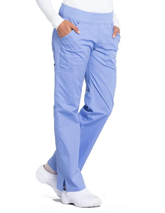 Cherokee Workwear Professionals Women's Elastic Waist Mid Rise Straight Leg Pull-on Cargo Pant