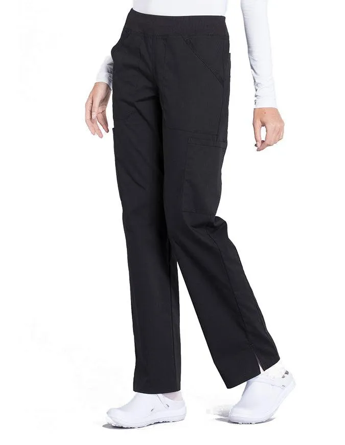 Cherokee Workwear Professionals Women's Elastic Waist Mid Rise Straight Leg Pull-on Cargo Pant