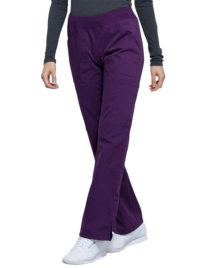 Cherokee Workwear Professionals Women's Elastic Waist Mid Rise Straight Leg Pull-on Cargo Pant