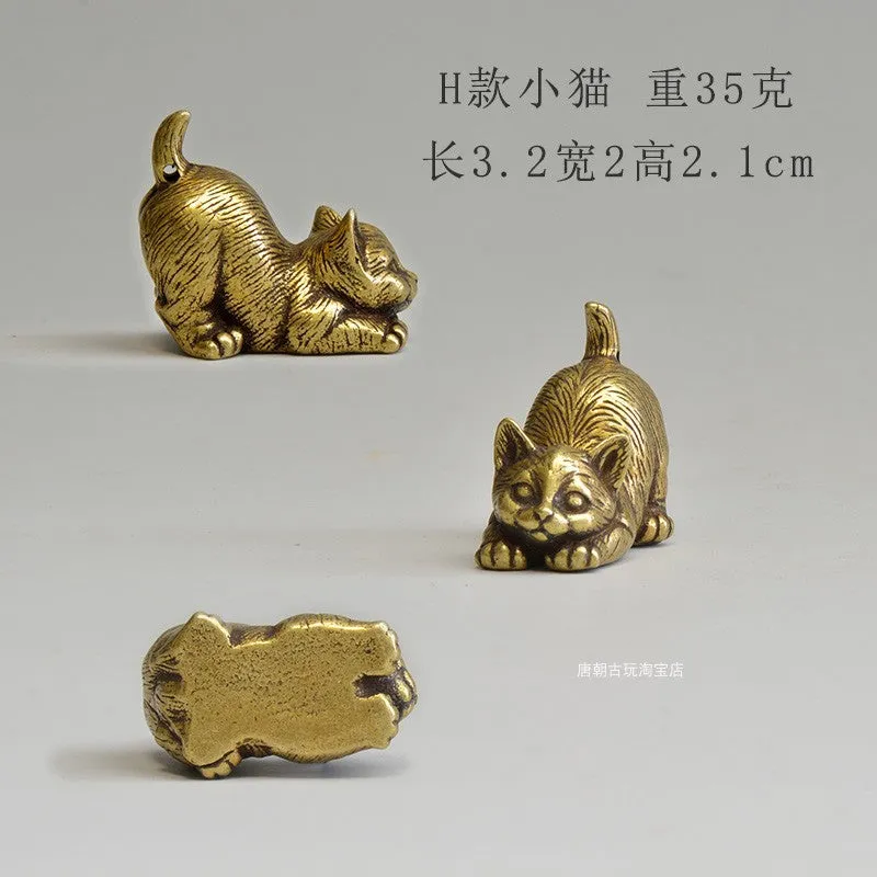 Chinese style brass small tea pet mini cat