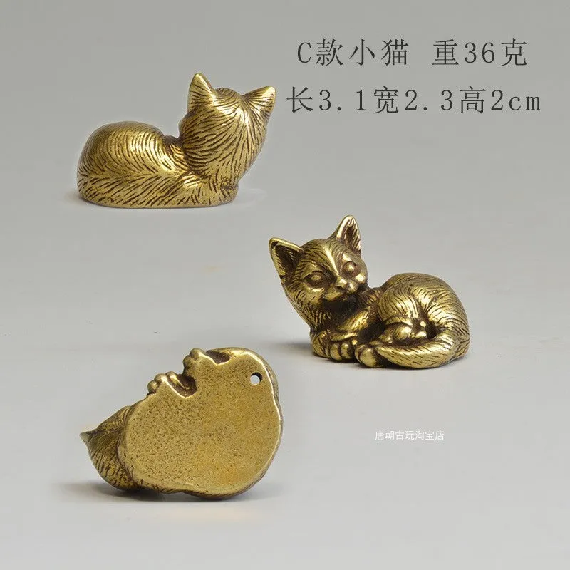 Chinese style brass small tea pet mini cat