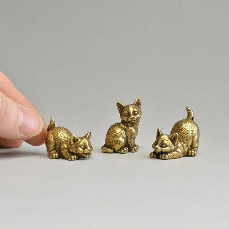 Chinese style brass small tea pet mini cat