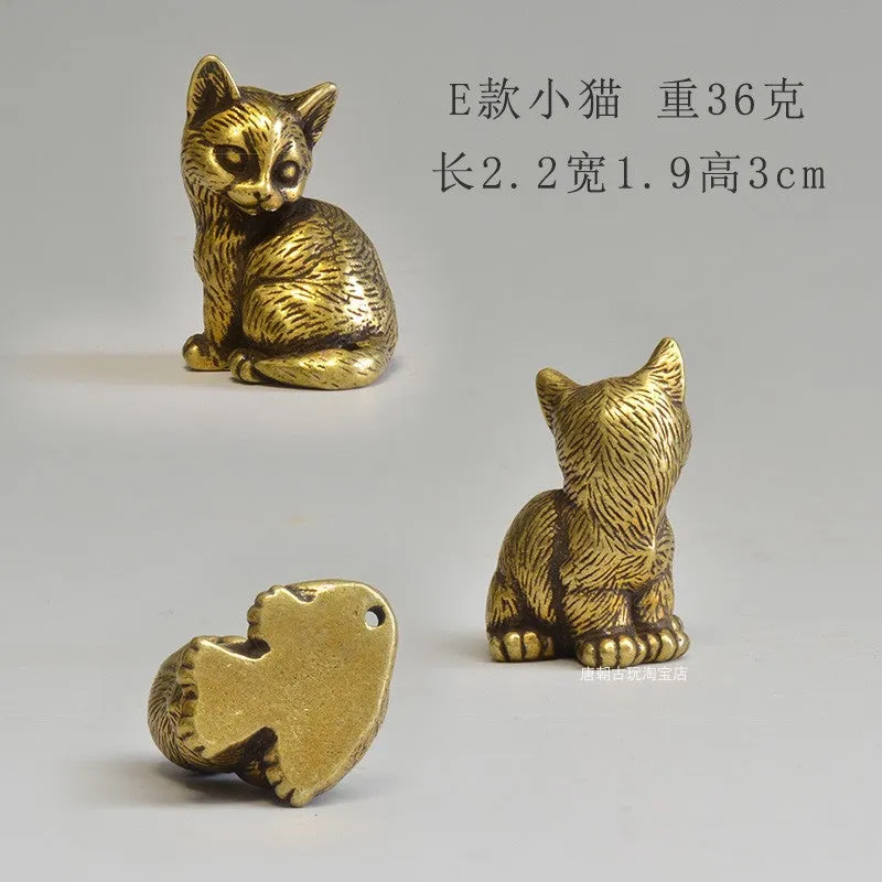 Chinese style brass small tea pet mini cat