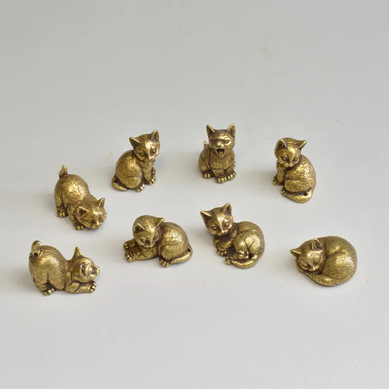 Chinese style brass small tea pet mini cat