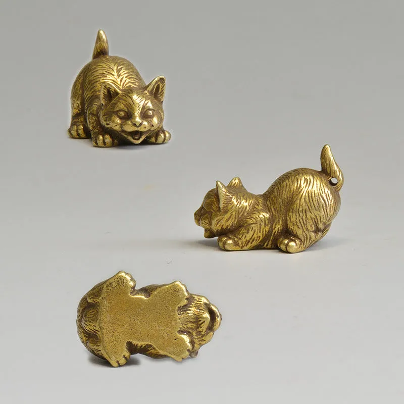 Chinese style brass small tea pet mini cat