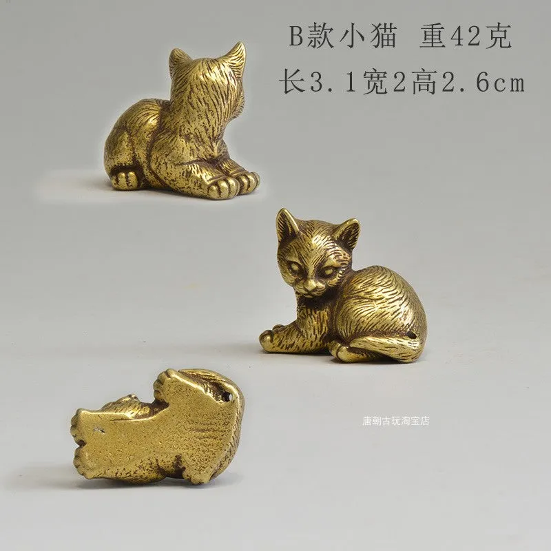 Chinese style brass small tea pet mini cat