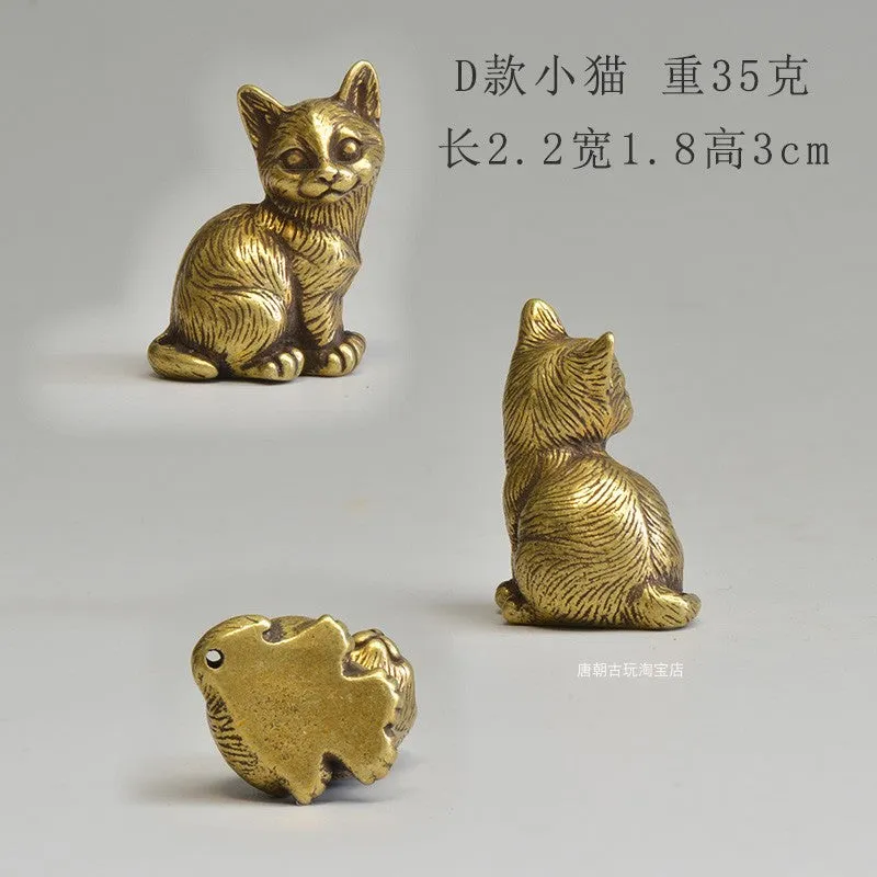 Chinese style brass small tea pet mini cat