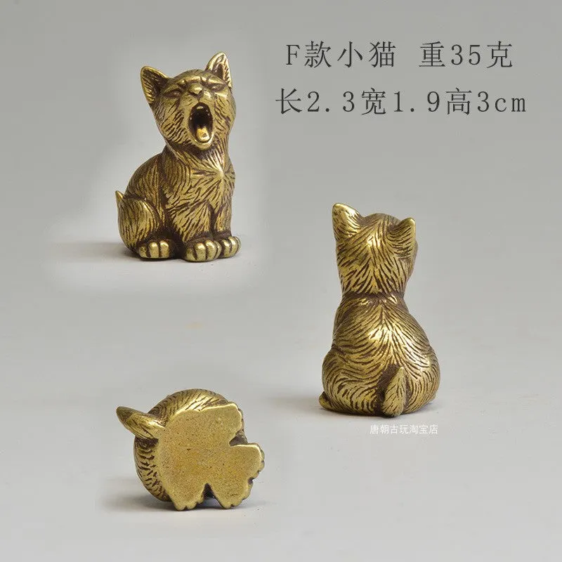 Chinese style brass small tea pet mini cat