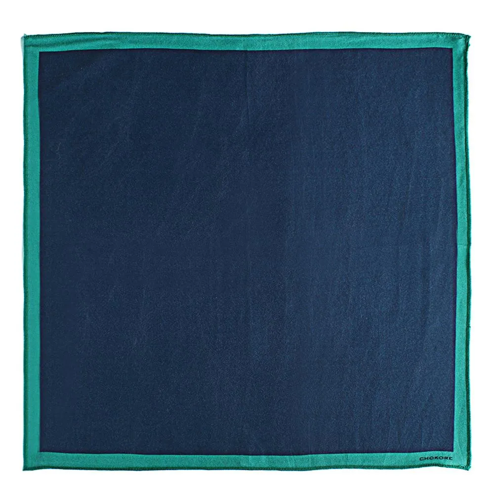 Chokore Blue & Green Pure Silk Pocket Square