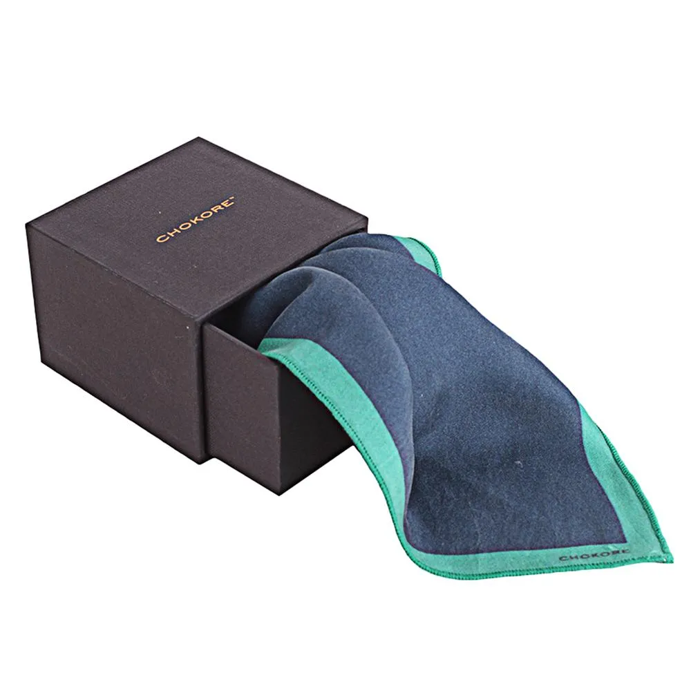 Chokore Blue & Green Pure Silk Pocket Square