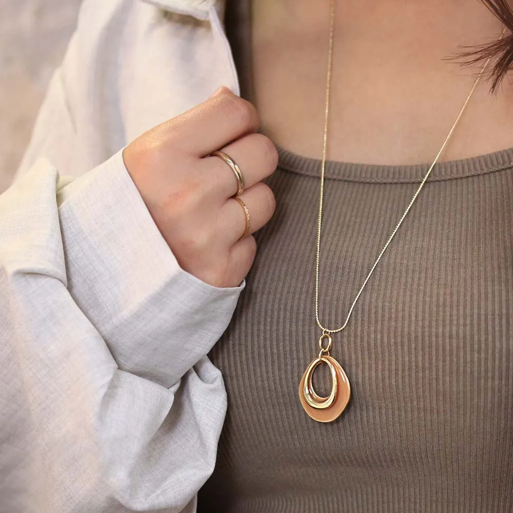 Circle Drop Long Necklace