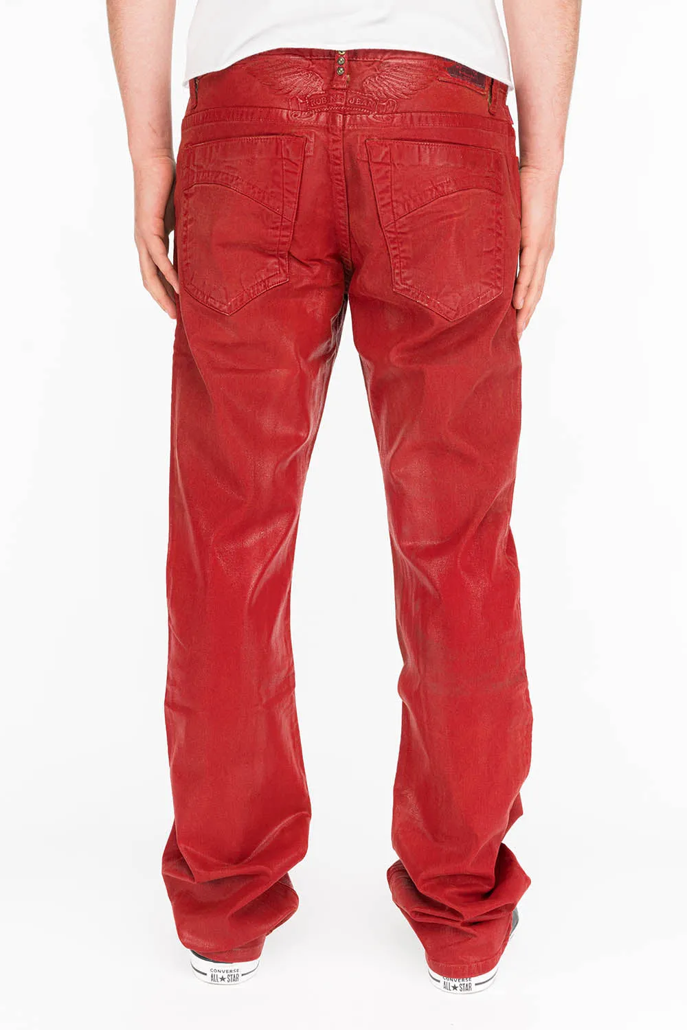 CLASSIC 5 POCKET STRAIGHT LEG JEANS IN CUIR DOUBLE RED