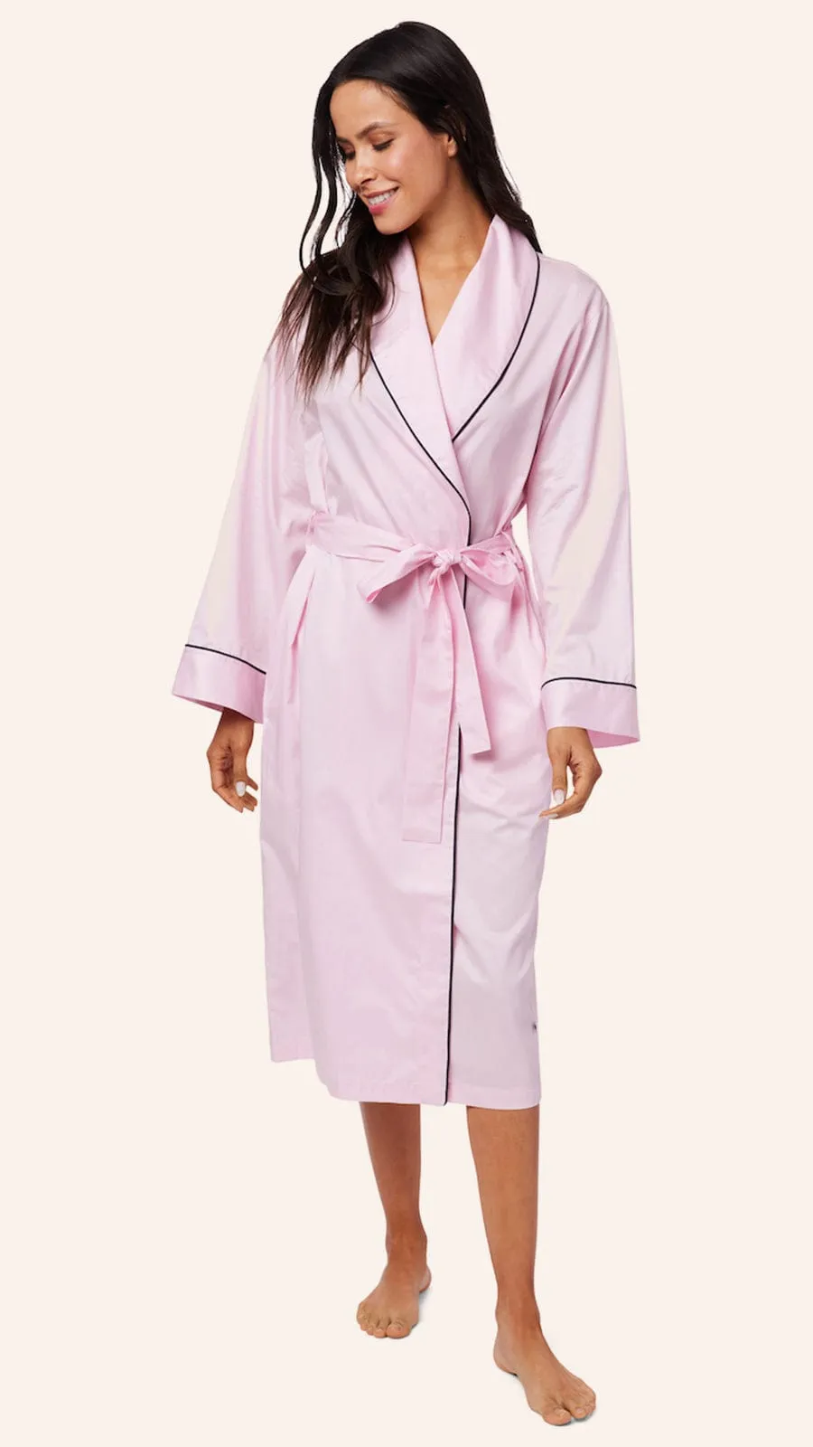 Classic Luxe Pima Shawl Collar Robe - Pink