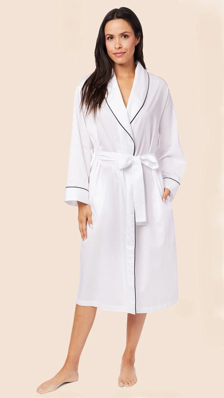 Classic Luxe Pima Shawl Collar Robe - White