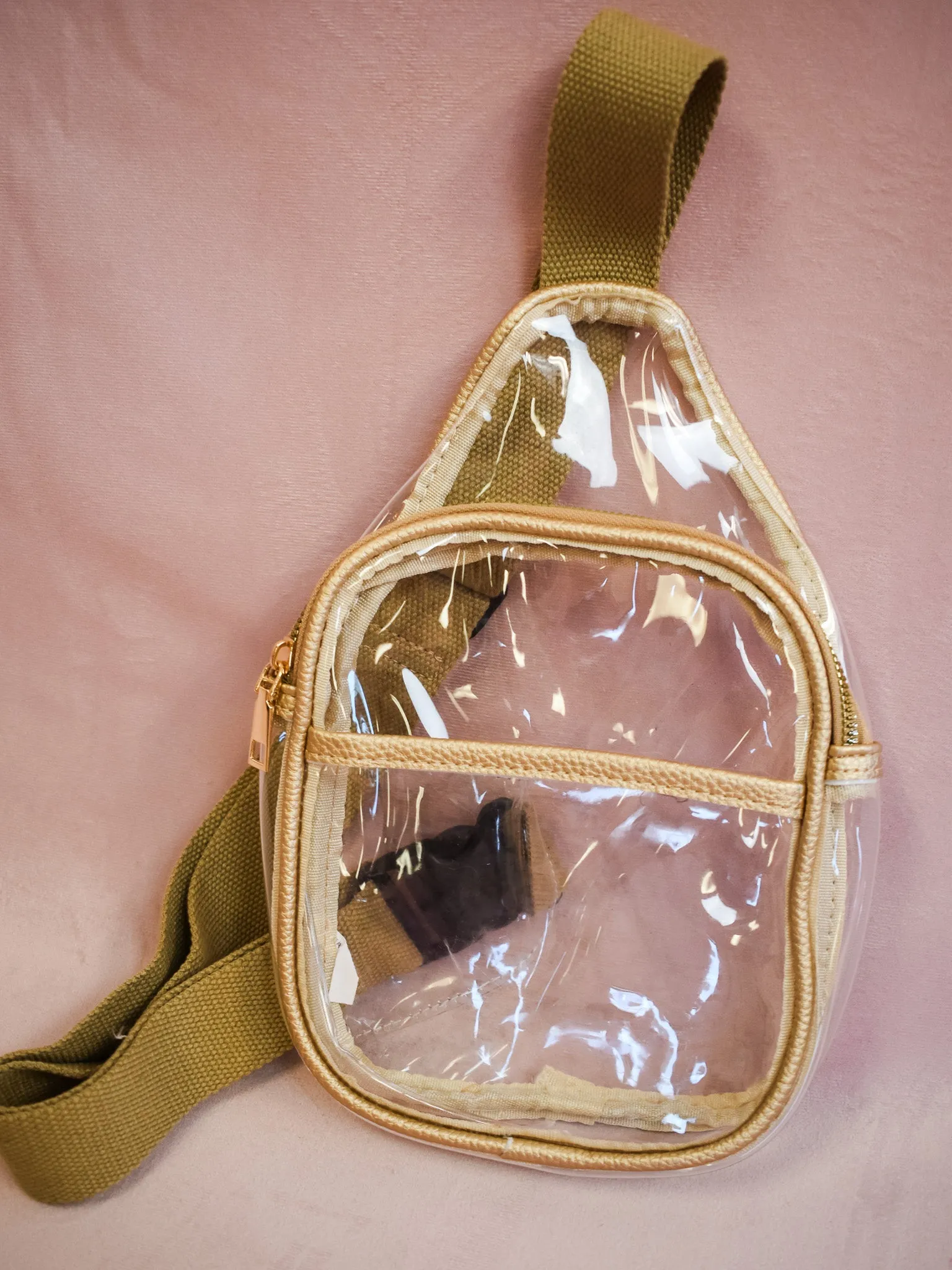 Clear Faux Leather Crossbody