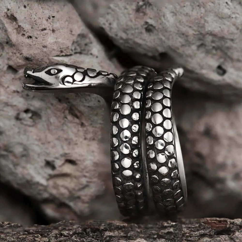 Coiled Snake Stainless Steel Ring