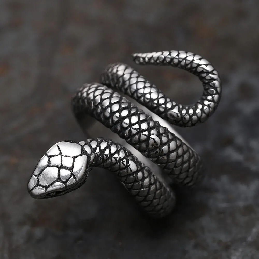 Coiled Snake Stainless Steel Ring