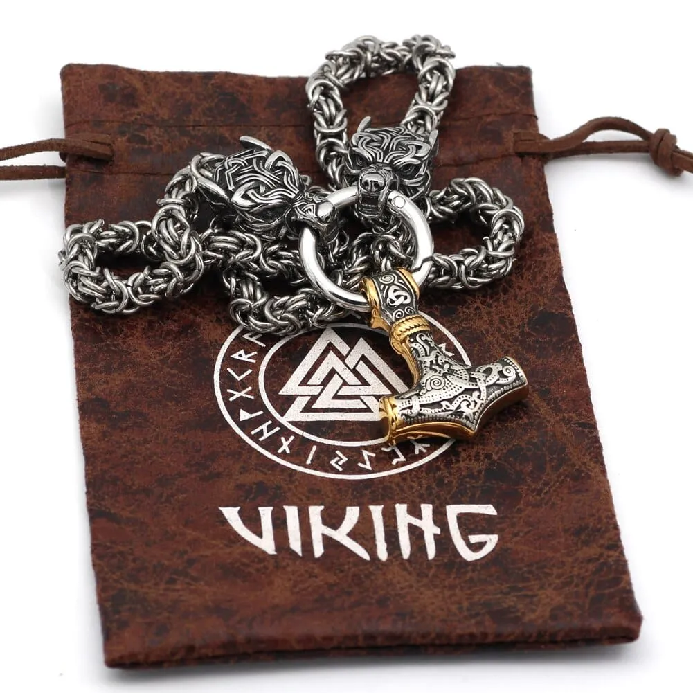 Collier puissance de Mjolnir et protection de Freki et Geri