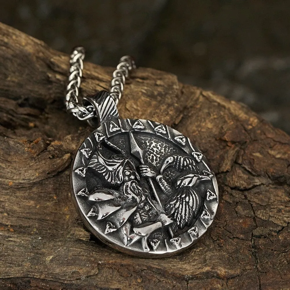 Collier Viking Odin et les corbeaux Huginn et Muninn