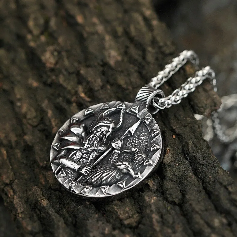 Collier Viking Odin et les corbeaux Huginn et Muninn