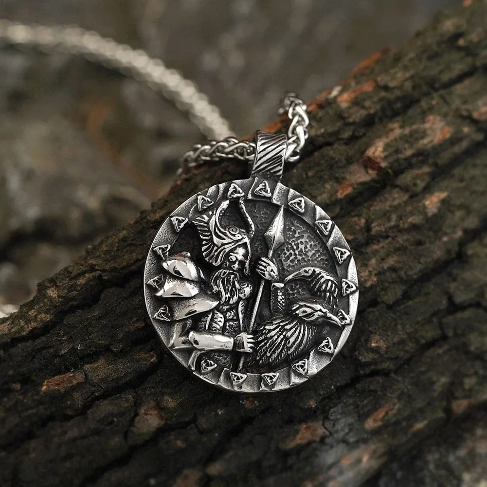 Collier Viking Odin et les corbeaux Huginn et Muninn