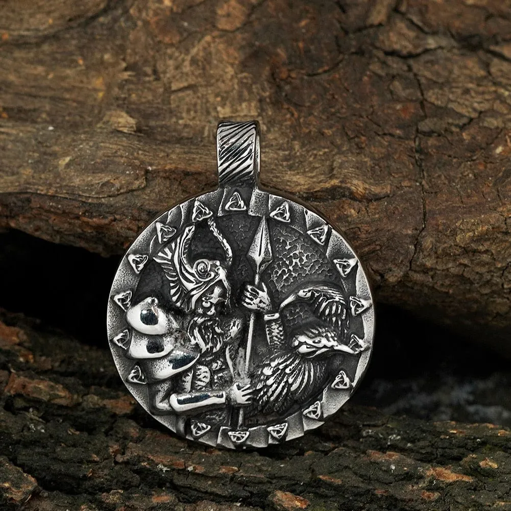 Collier Viking Odin et les corbeaux Huginn et Muninn