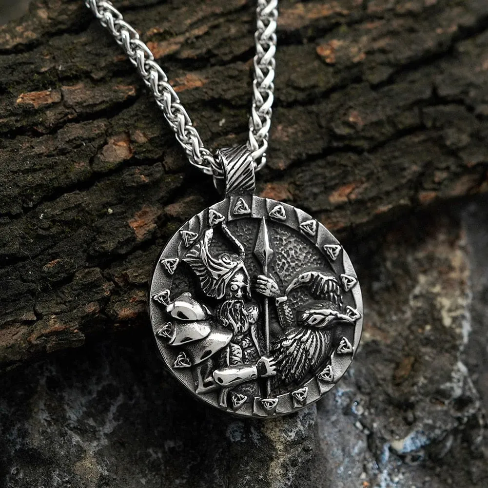 Collier Viking Odin et les corbeaux Huginn et Muninn