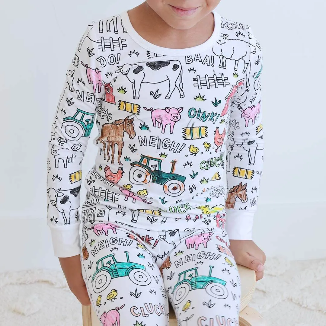 Colorable Two Piece Pajama Set | Barnyard Bash