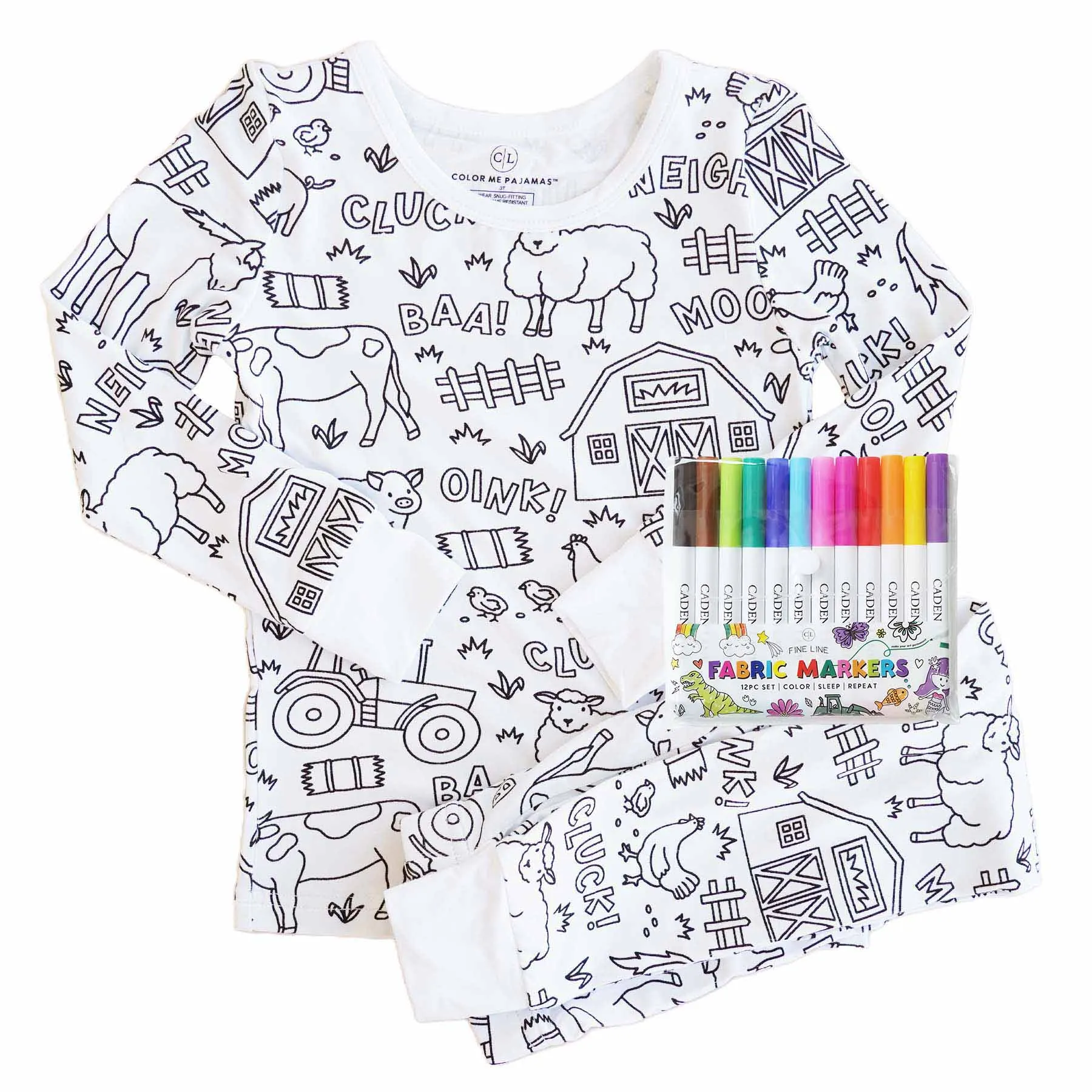 Colorable Two Piece Pajama Set | Barnyard Bash