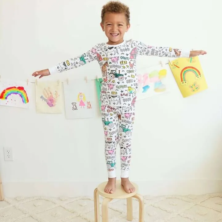 Colorable Two Piece Pajama Set | Barnyard Bash