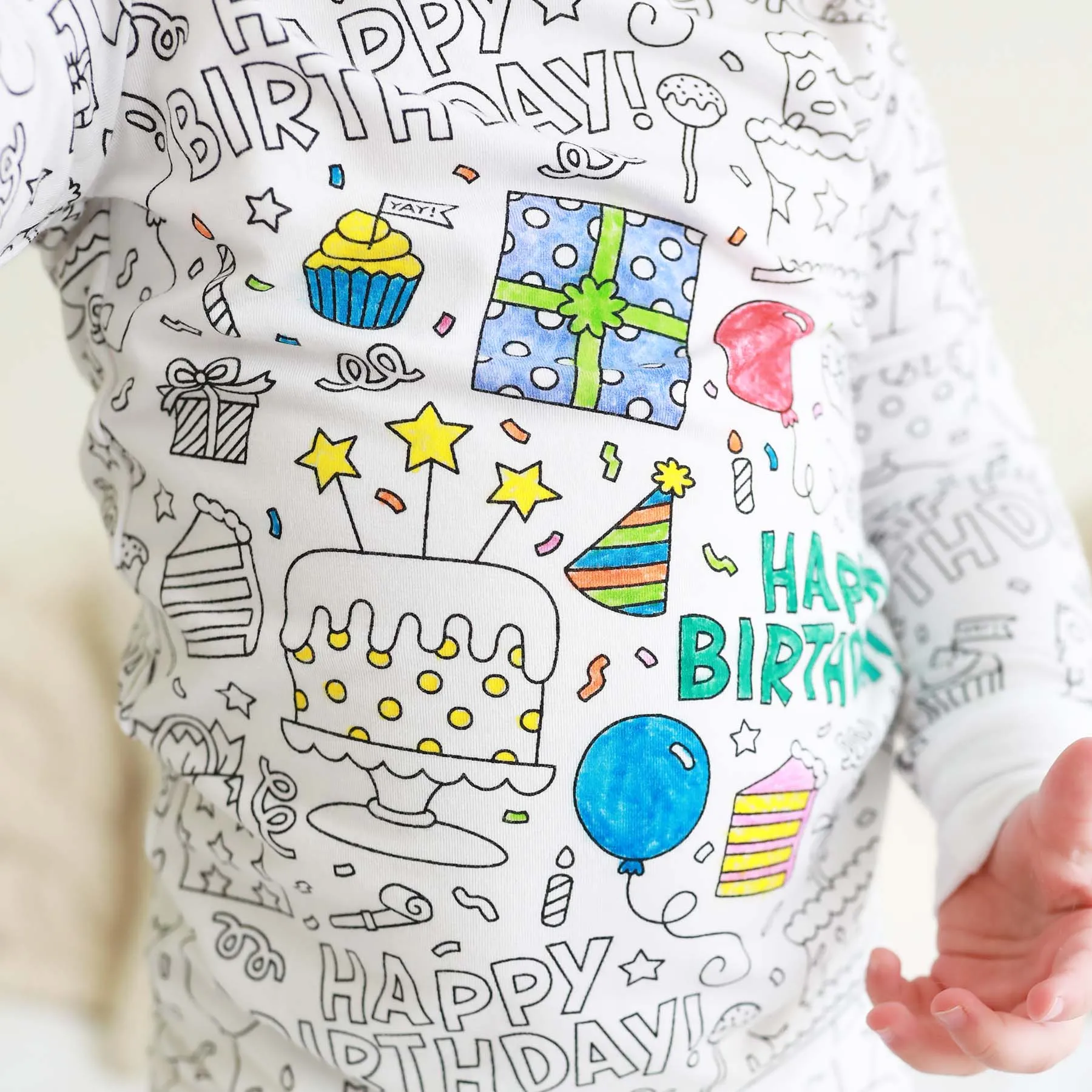 Colorable Two Piece Pajama Set | Birthday Celebration