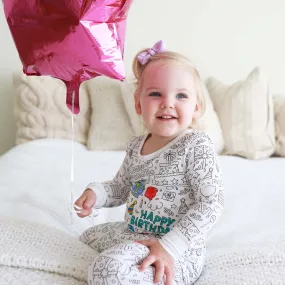 Colorable Two Piece Pajama Set | Birthday Celebration