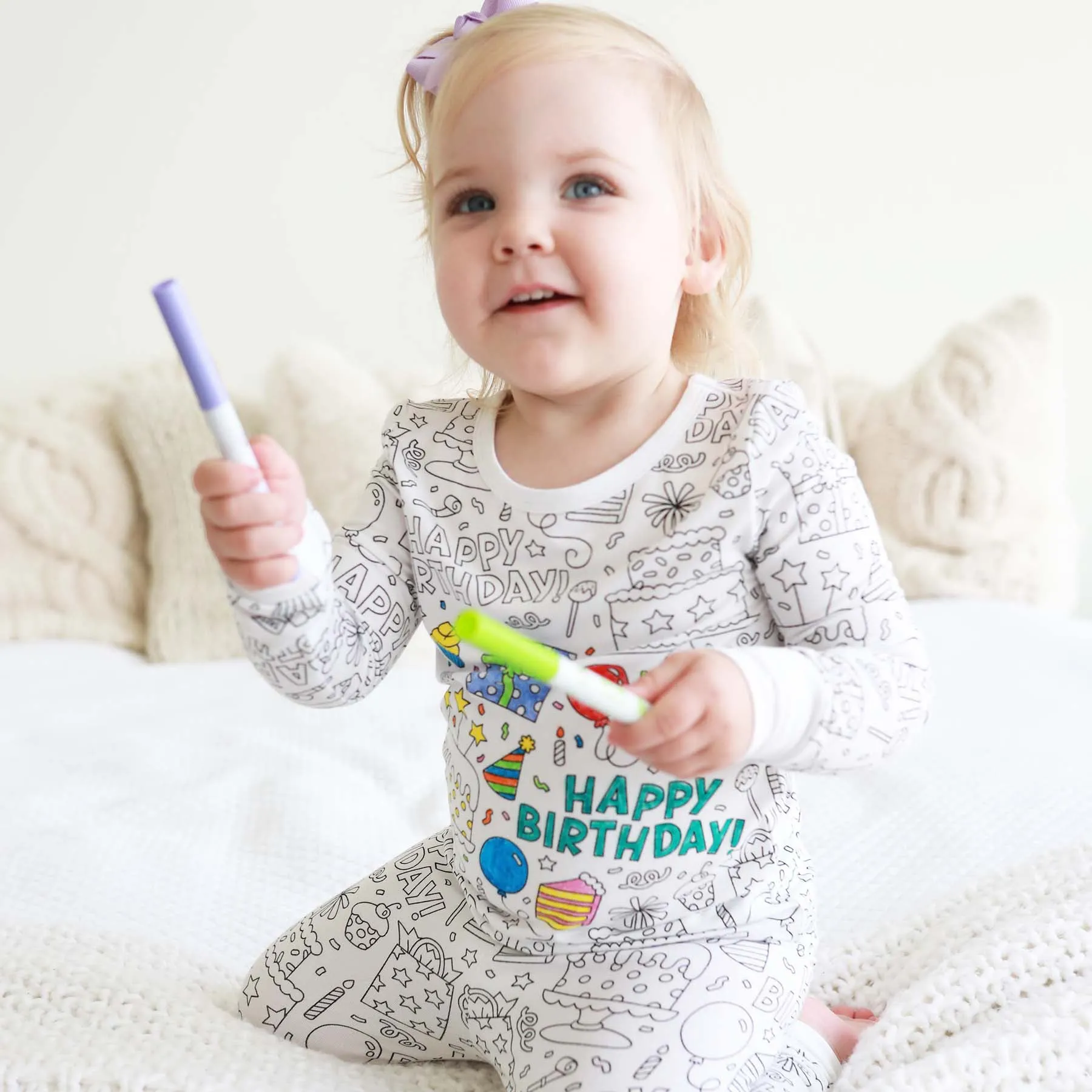 Colorable Two Piece Pajama Set | Birthday Celebration