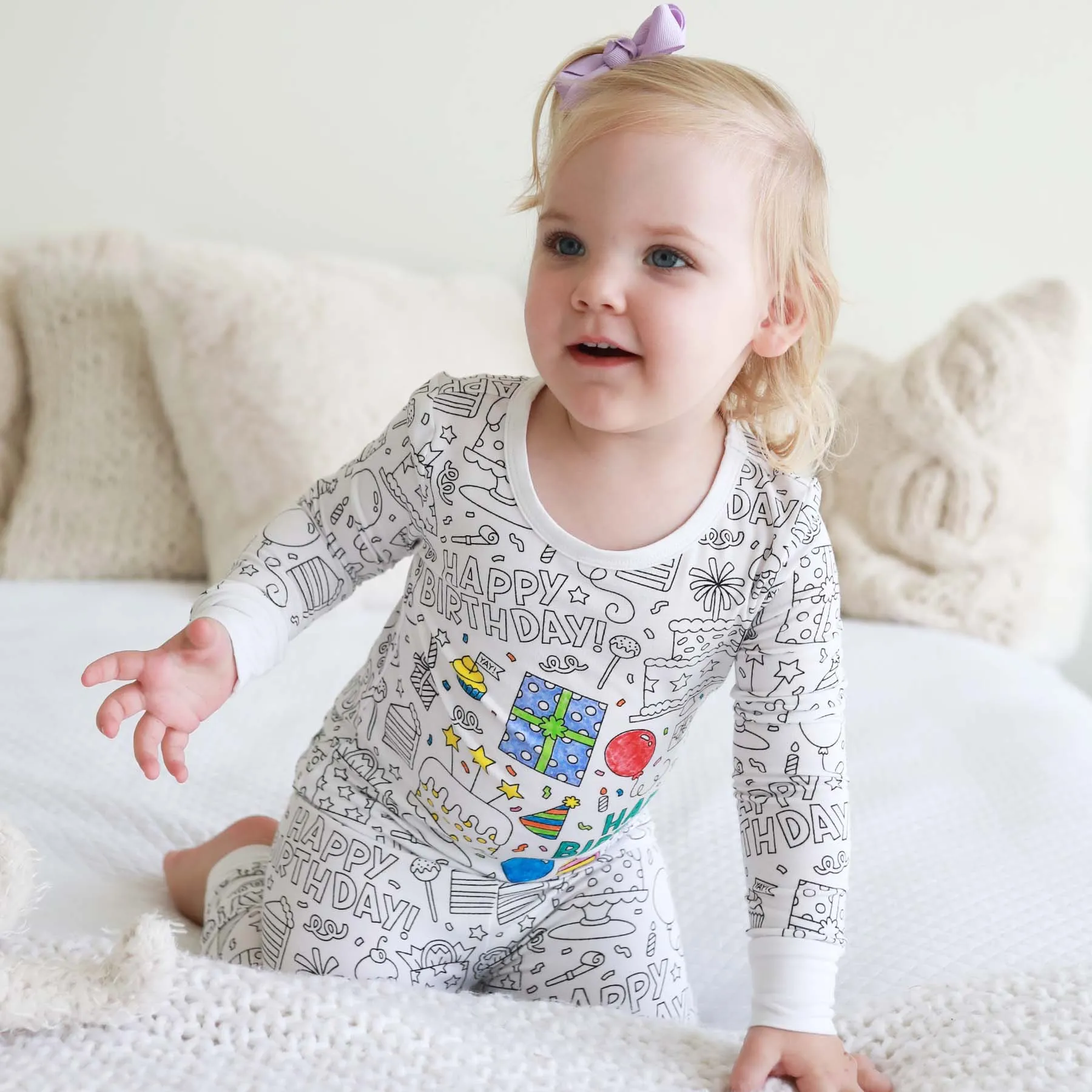 Colorable Two Piece Pajama Set | Birthday Celebration