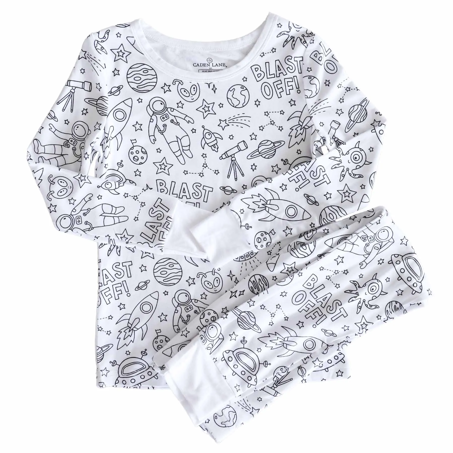 Colorable Two Piece Pajama Set | Blast Off