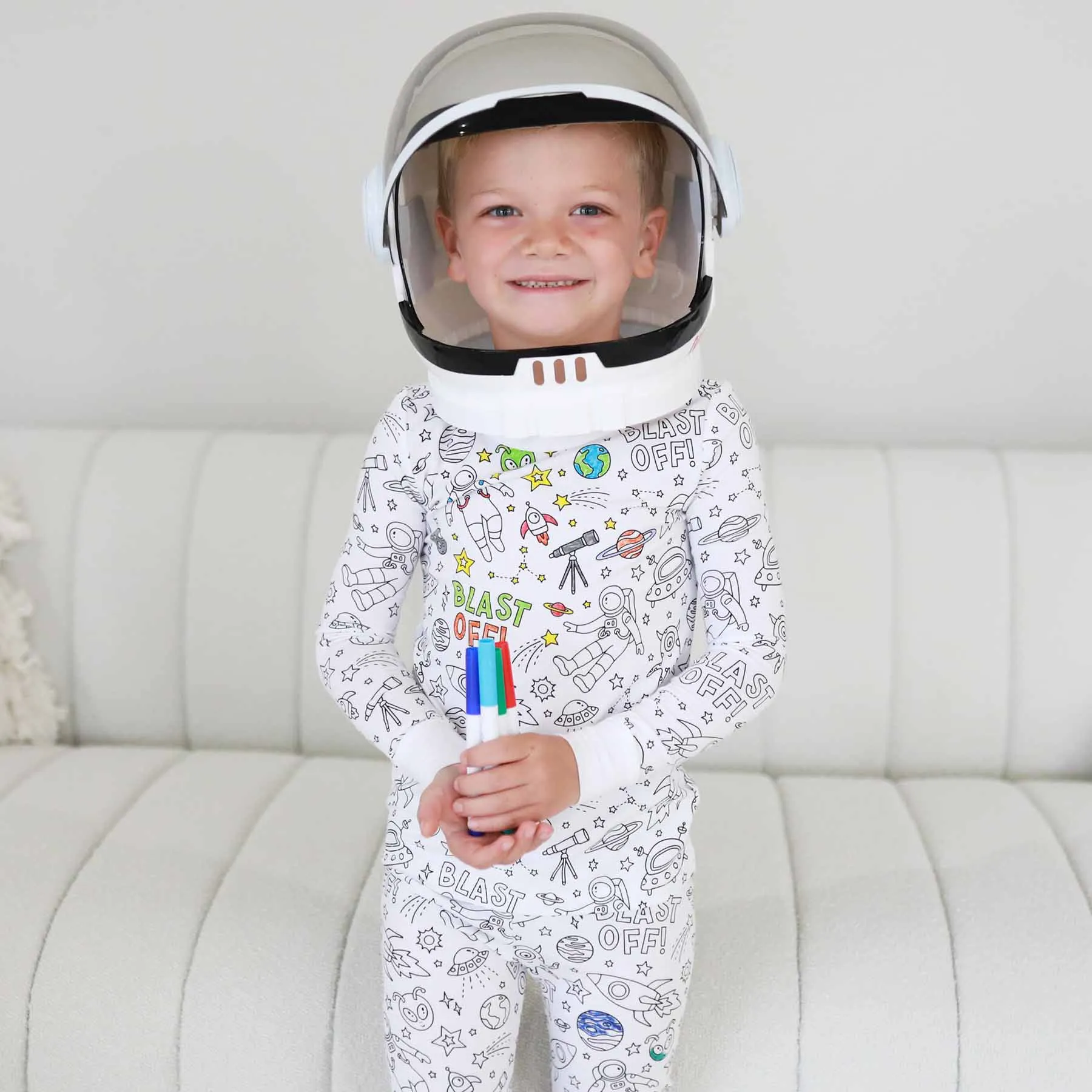 Colorable Two Piece Pajama Set | Blast Off