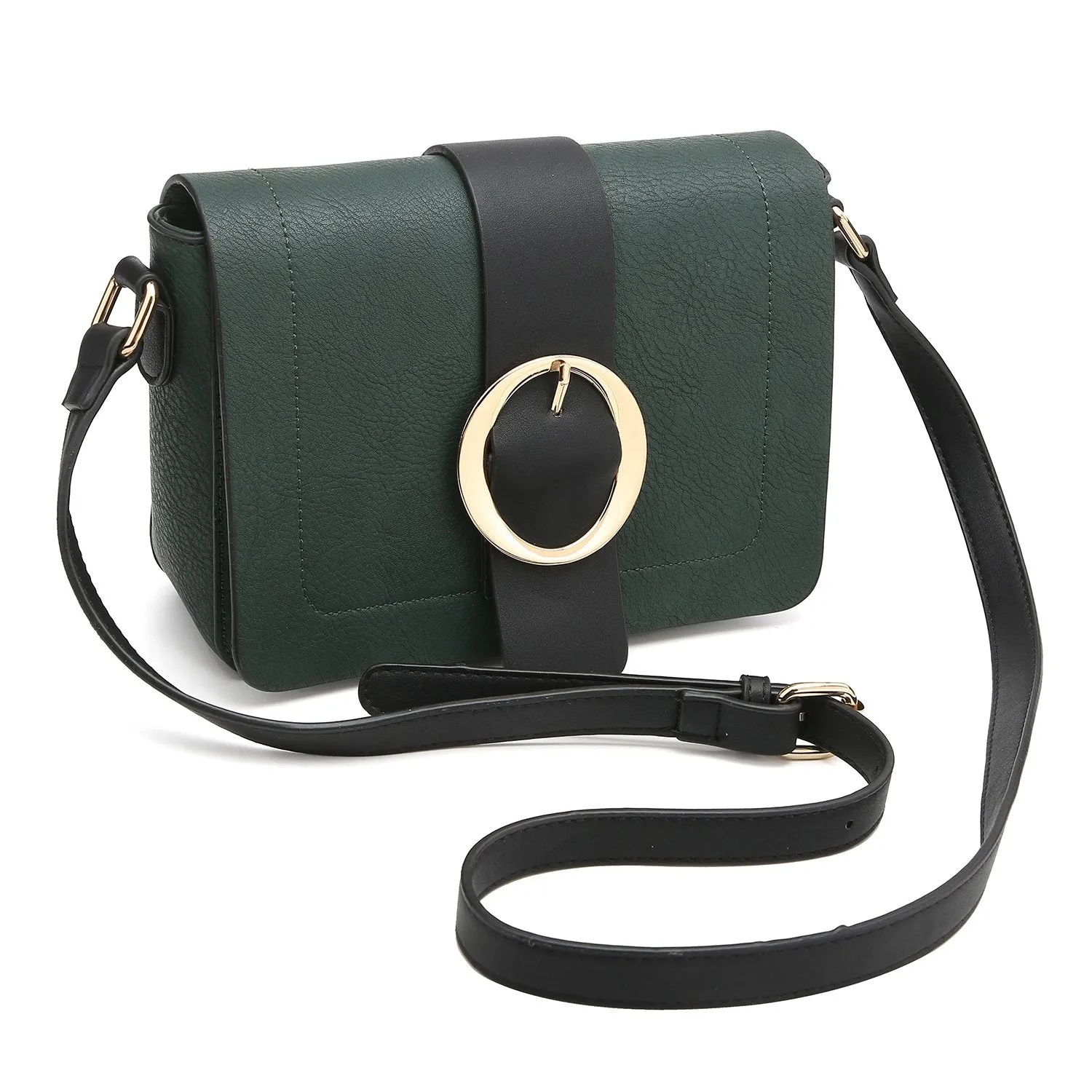 Concise Style Buckle Gold-Tone Ring Crossbody Bag