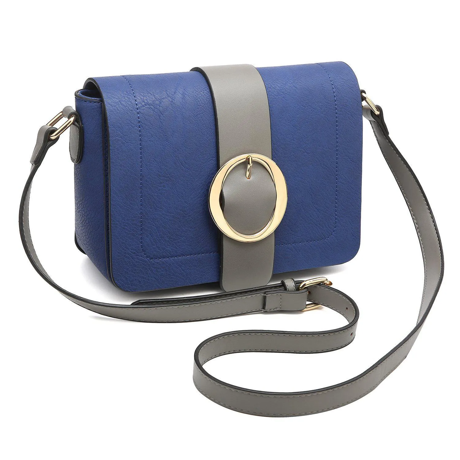 Concise Style Buckle Gold-Tone Ring Crossbody Bag