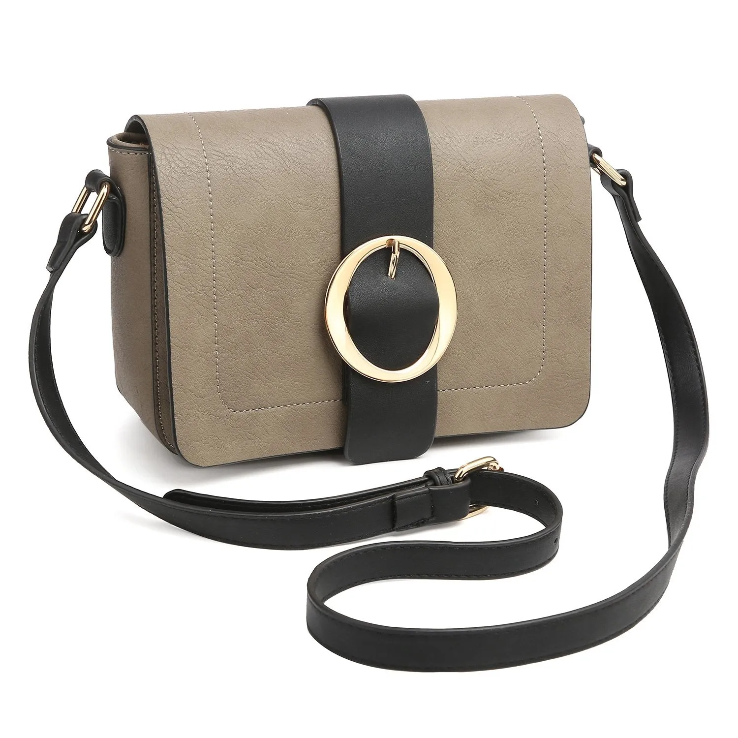 Concise Style Buckle Gold-Tone Ring Crossbody Bag