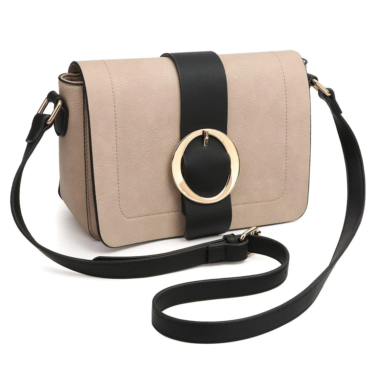 Concise Style Buckle Gold-Tone Ring Crossbody Bag