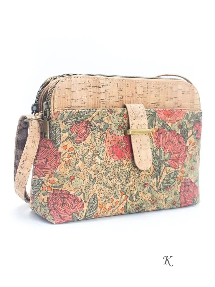 Cork Crossbody Bag Three Pocket