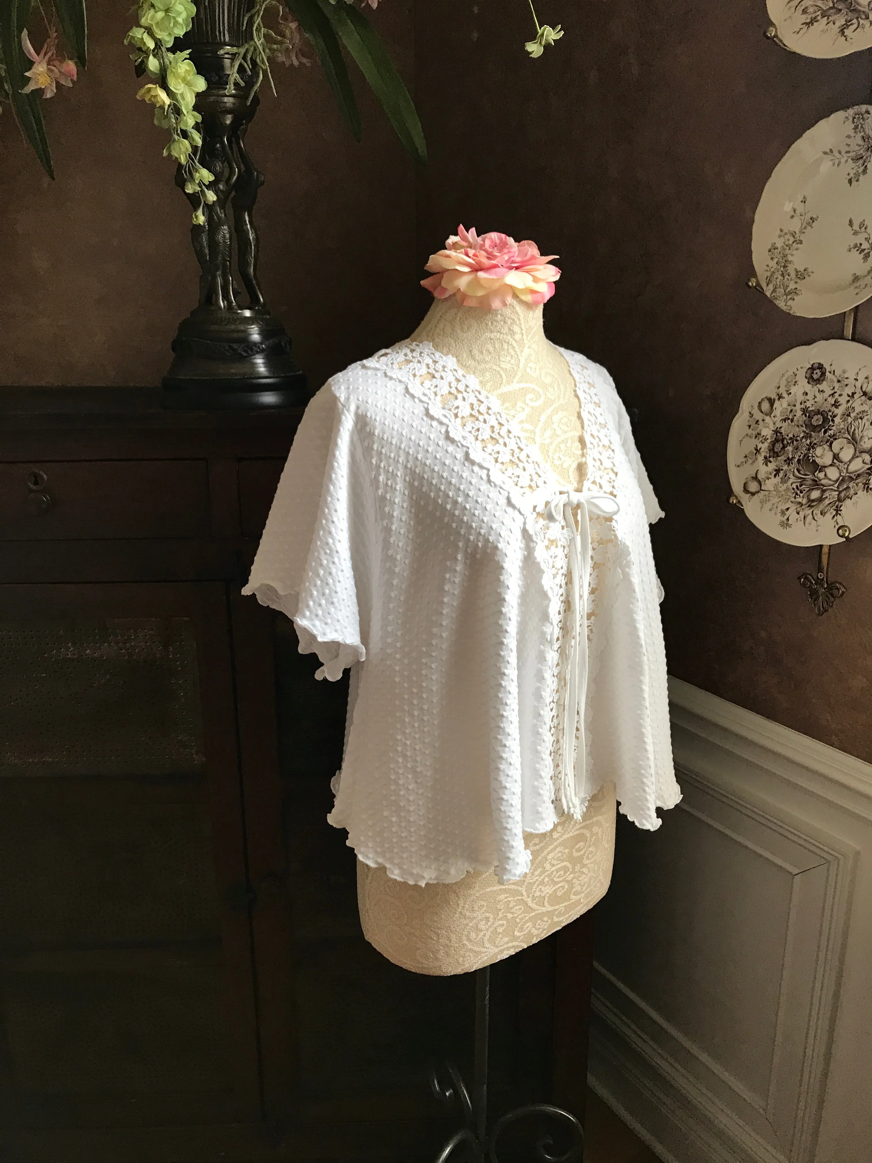 Cotton Bed Jacket Venise Lace Simple Pleasures Couture