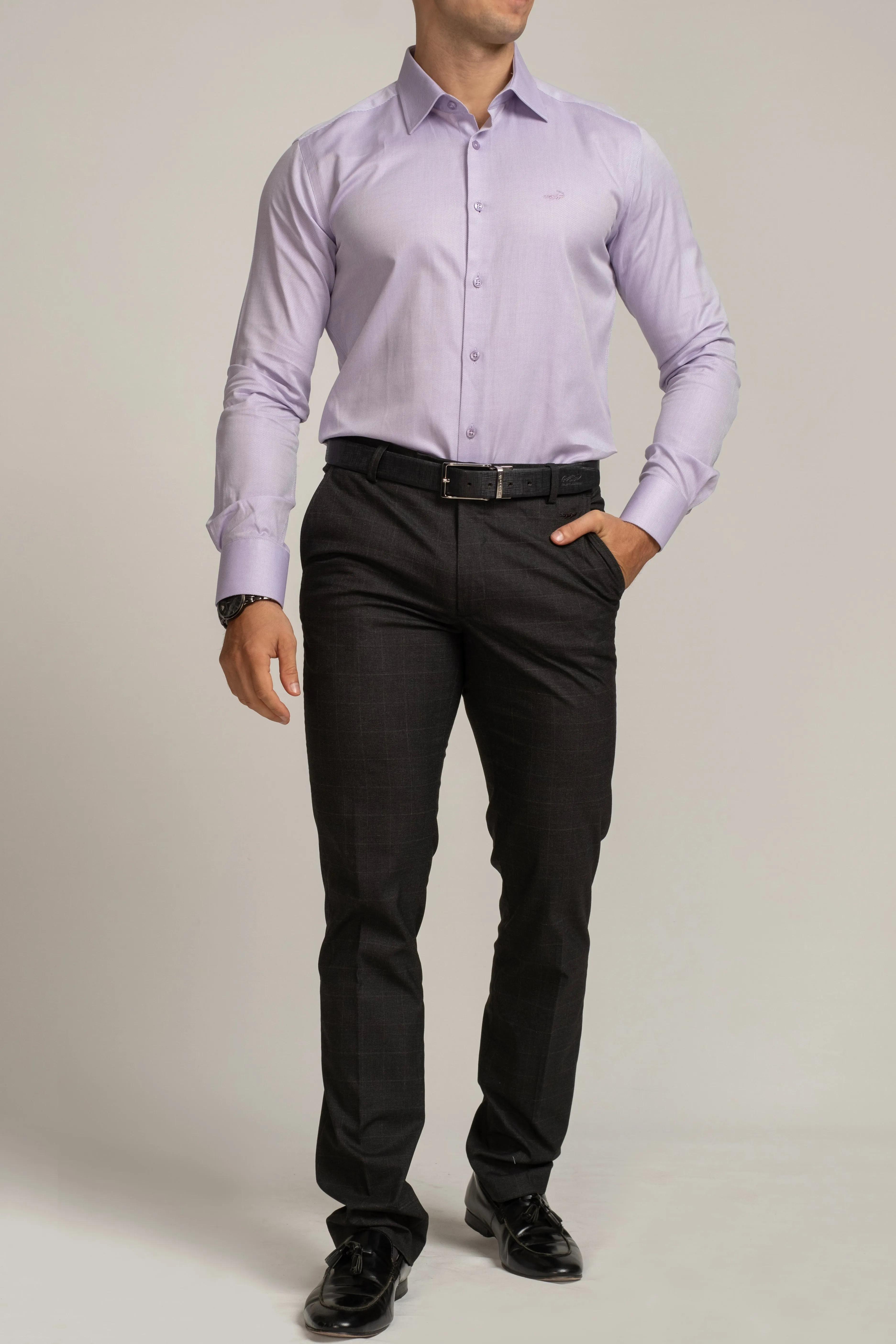 Crocodile Slim Fit Formal Seasonal Shirt Purple - Bougainvilla