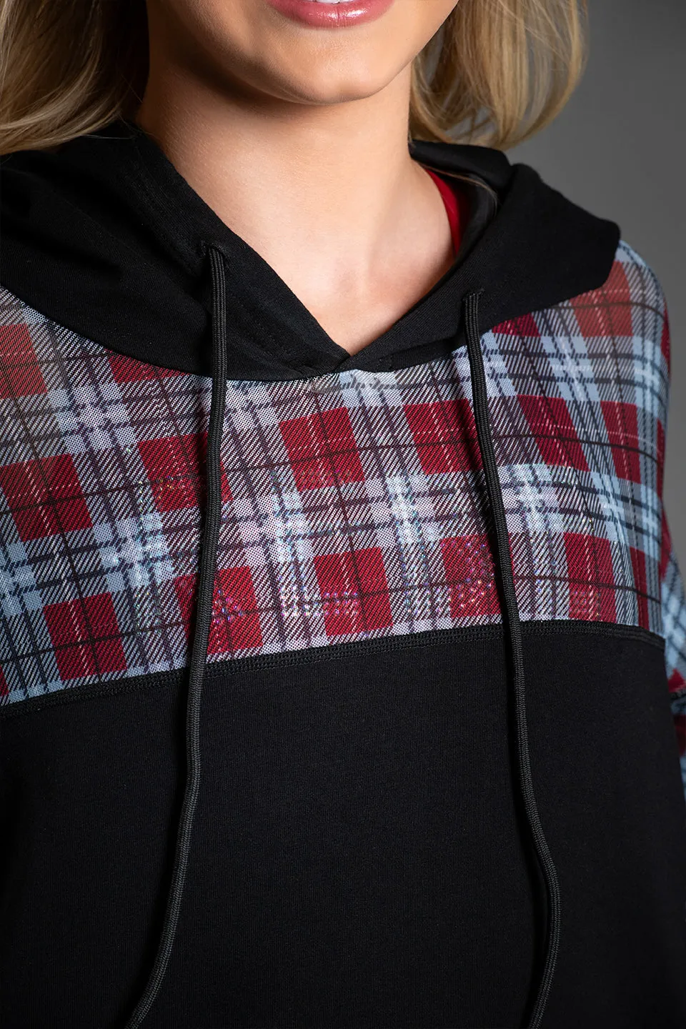 Cropped Hoodie in Plaid Pop