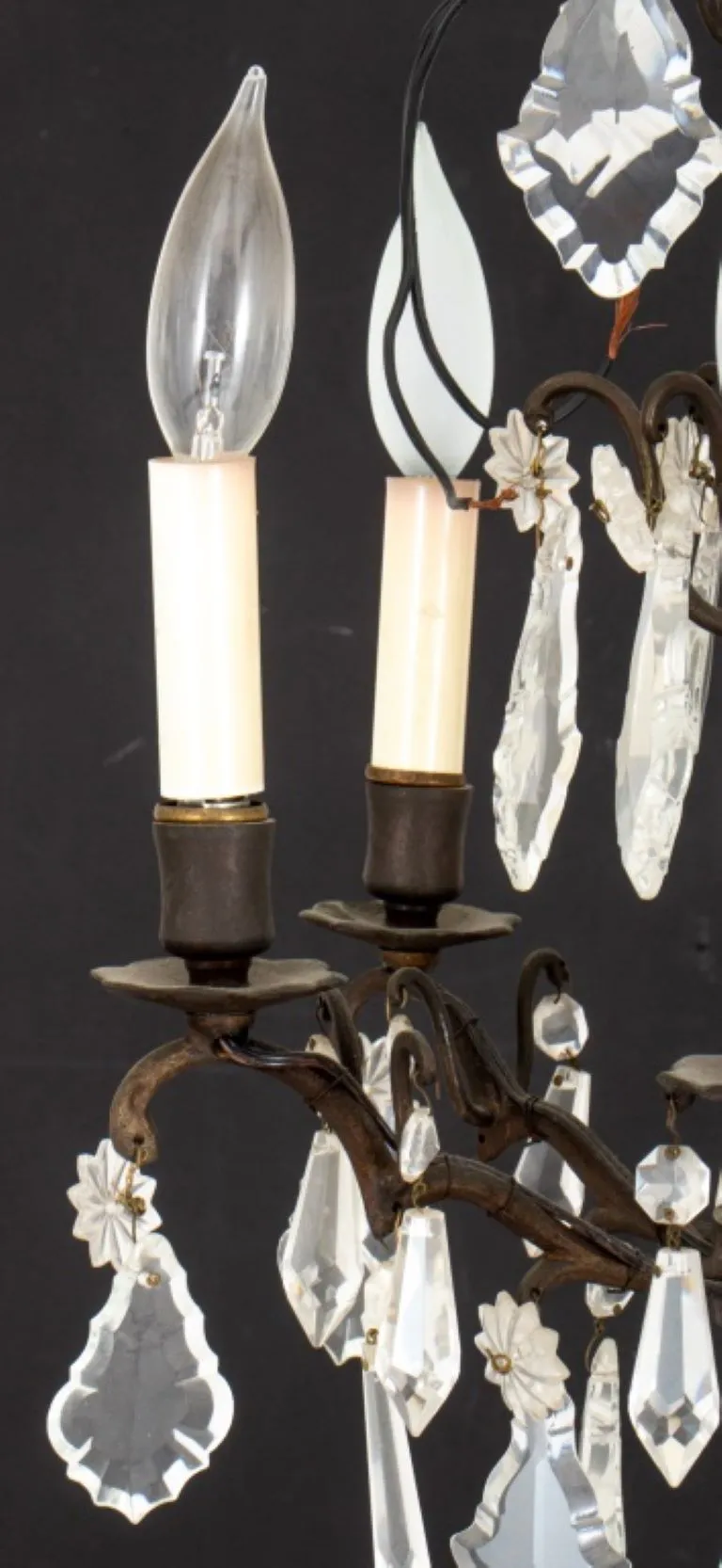 Cut Glass Six Arm Candlestick Style Chandelier